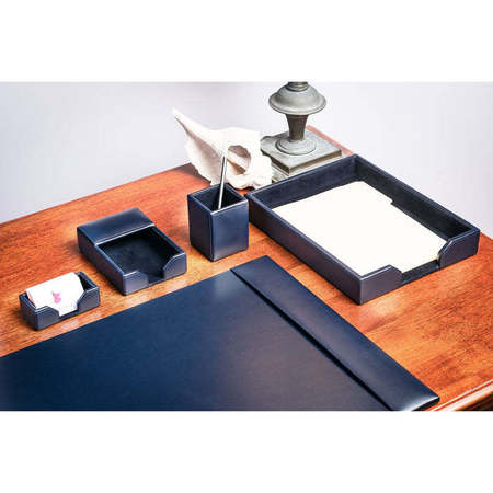 Dacasso Navy Blue 5-Piece Leather Desk Set, Bonded Leather DF-5002